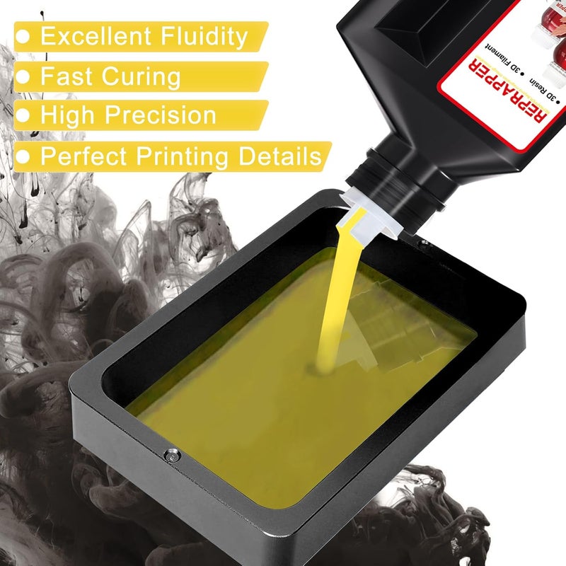 RepRapper Store Translucent Yellow 3D Printer Resin, 405nm Fast UV-Curing 1kg Transparent Yellow Standard Resin, 3D Printing Resin Photopolymer Sensitive Resin for LCD Printer, Clear Yellow 1000g - Image 3